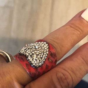 Never worn set like bendable rhinestone r heart ring and bracelet 2 pieces